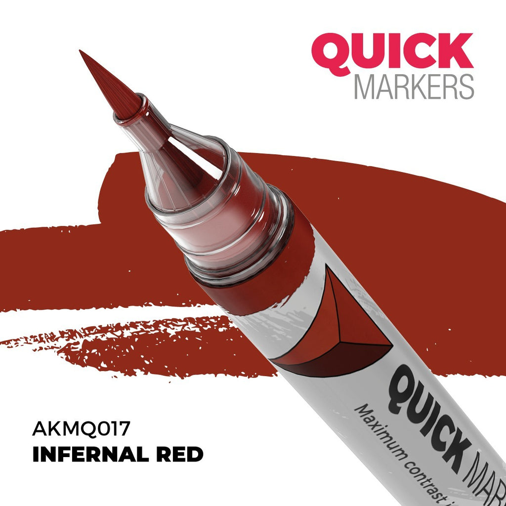 AK Interactive Acrylic Quick Gen Markers For Tabletop Wargaming Infernal Red - AKMQ017