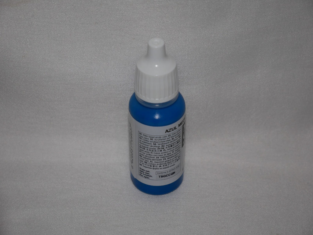 Vallejo Model Color Medium Blue Acrylic 17ml/0.57 fl oz Dropper Bottle - 70.963