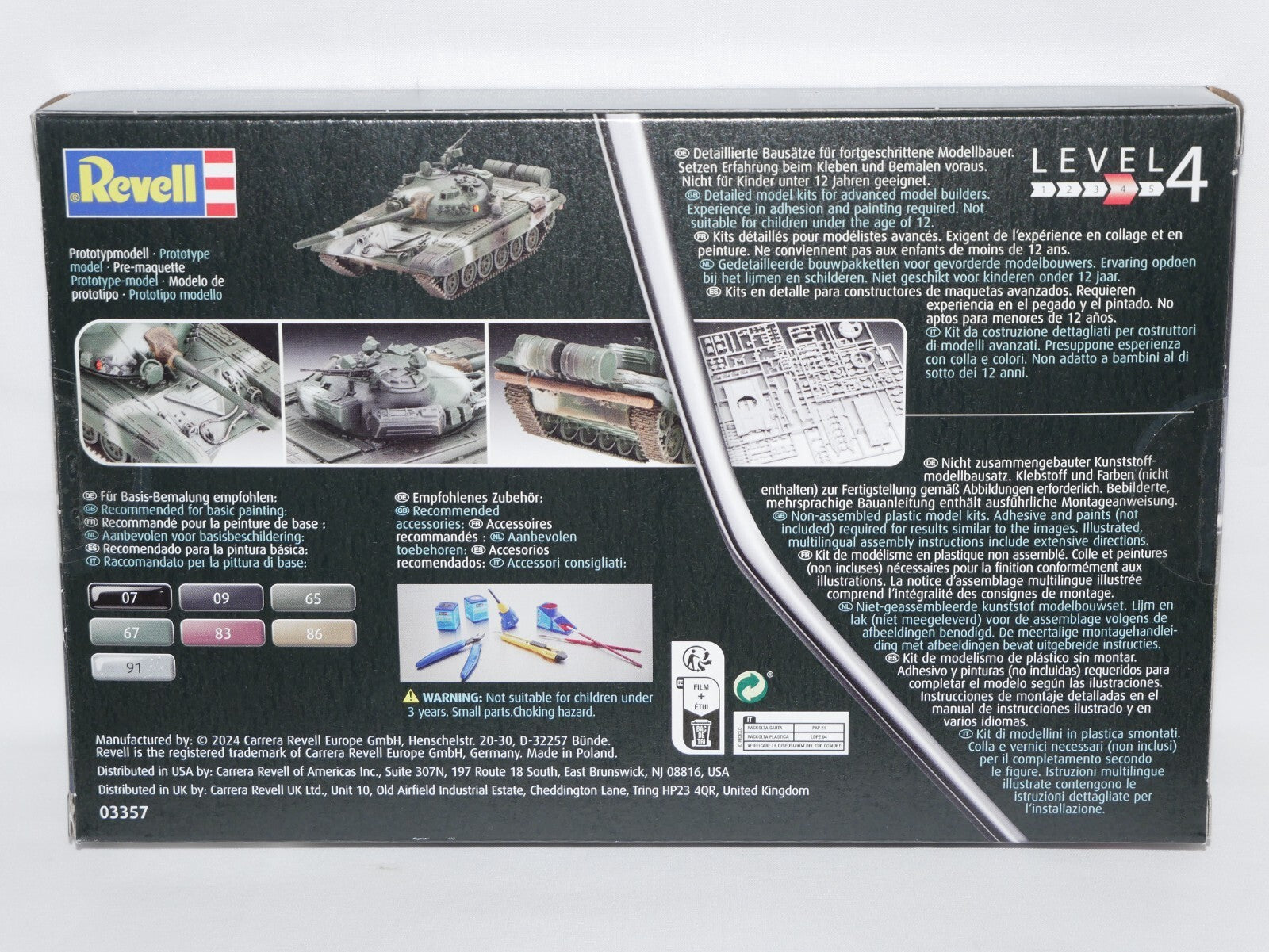 Revell 1:72 Scale T-72 M1 Soviet Main Battle Tank Model Kit Skill Level 4 03357