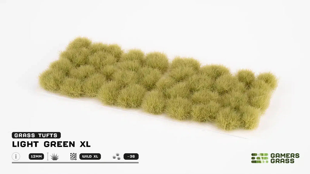 Gamers Grass Wild Light Green XL 12mm Tufts For Mini Bases (36) Per Pack GG12-LG