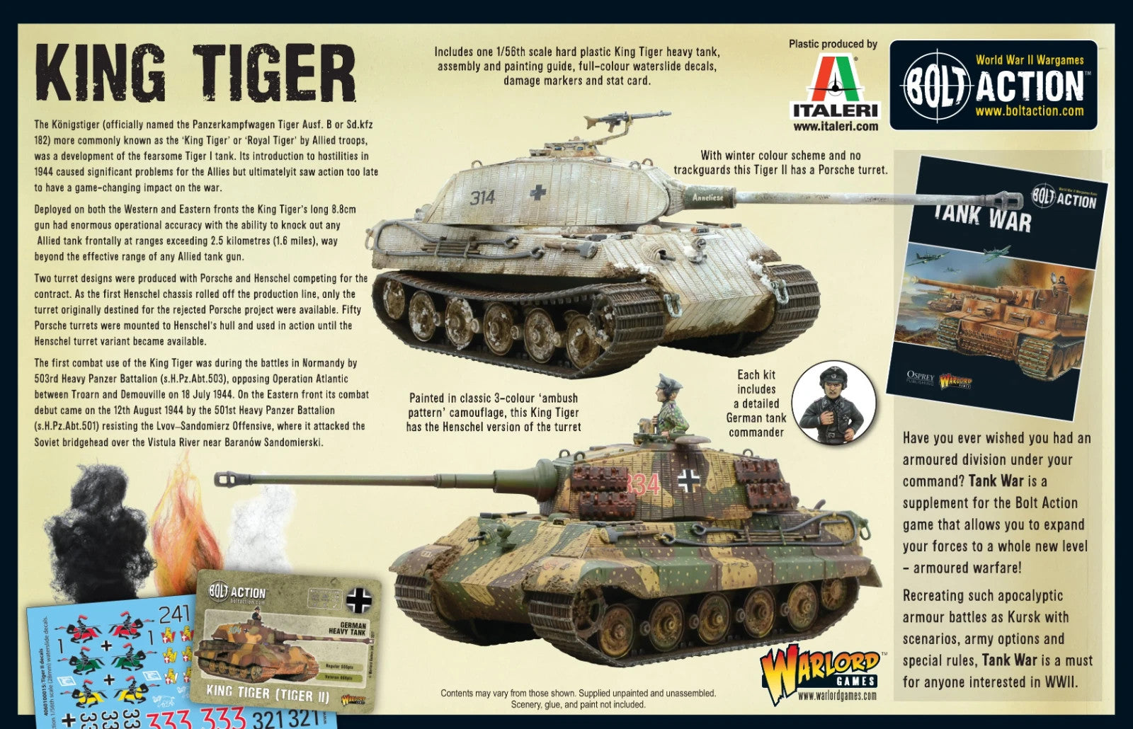 Warlord Games Bolt Action 1:56 Scale WWII German King Tiger Heavy Tank - 402012001