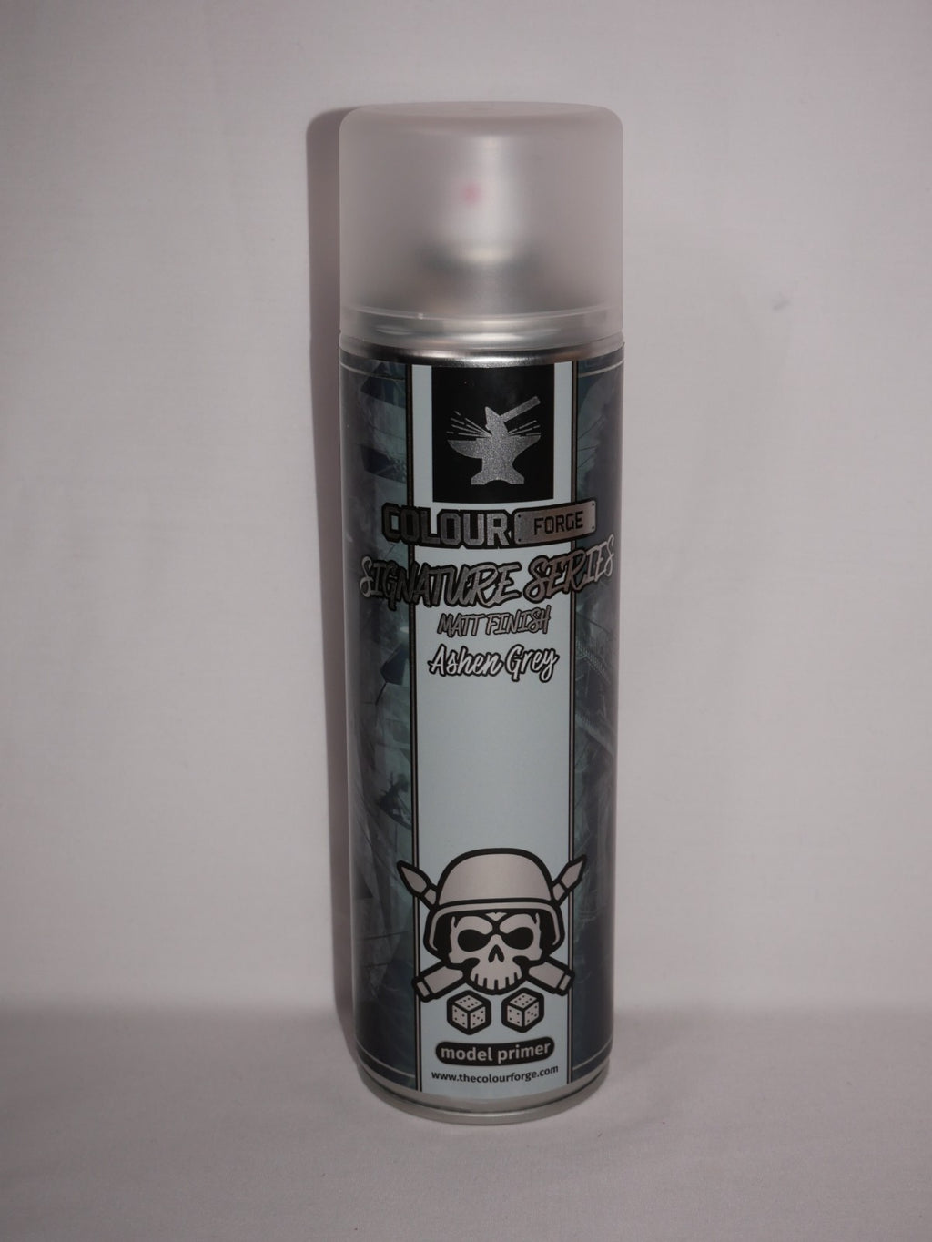 The Colour Forge Signature Series Ashen Grey Matt Finish Model Primer 500ml Can
