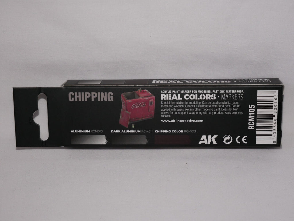 AK Interactive Real Colors Fast Dry Acrylic Markers Chipping 3 Piece Set RCM105