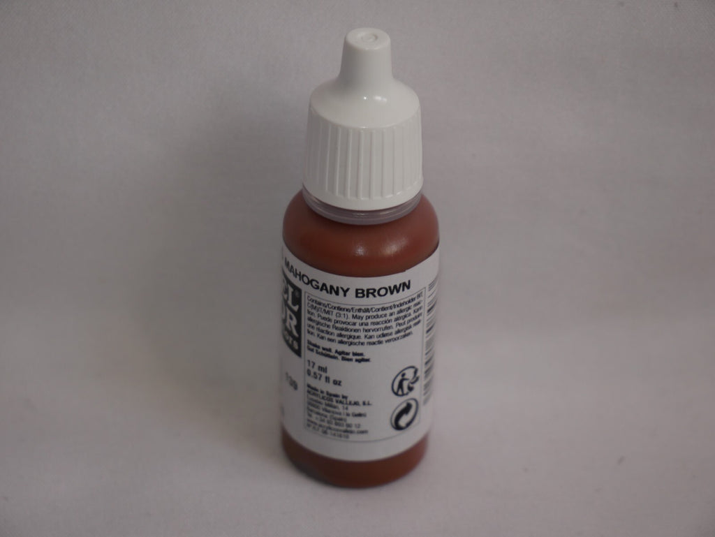 Vallejo Model Color Mahogany Brown Acrylic 17ml/0.57 fl oz Dropper Bottle 70.846