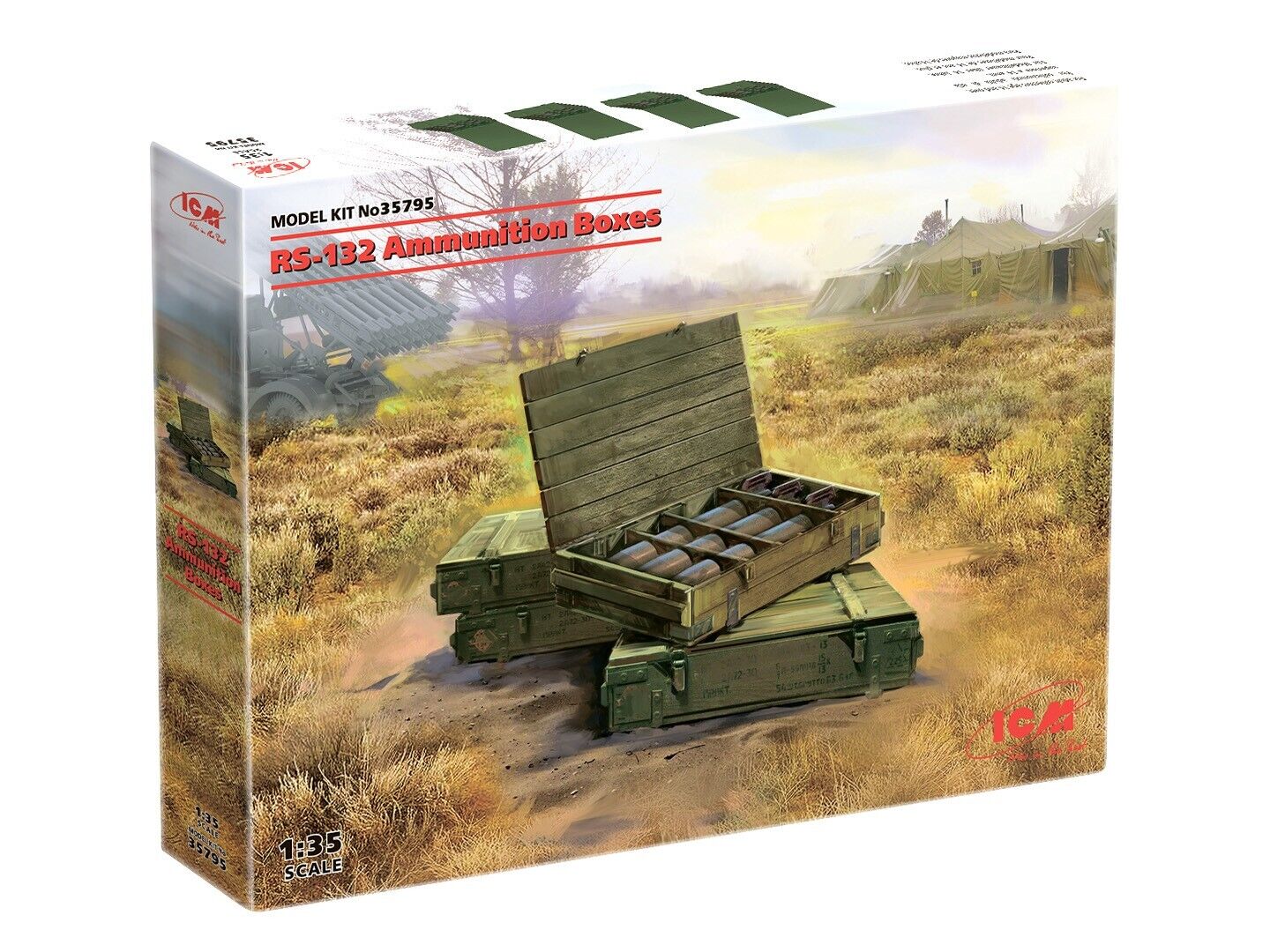 ICM 1:35 Scale Model Plastic Kit RS-132 Ammunition Boxes For Dioramas - 35795