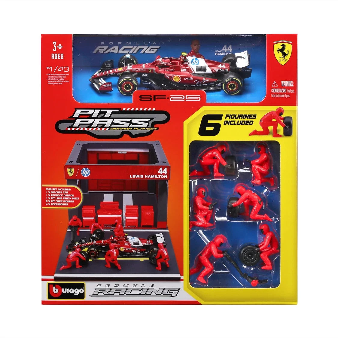 Burago 1:43 Scuderia Ferrari Formula One Team L.Hamilton Pit Pass Diorma Playset - #18-36865H