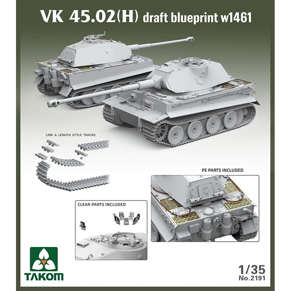 Takom 1:35 Scale WWII German Army VK 45.02 (H) "Draft Blueprint w1461" - 2191