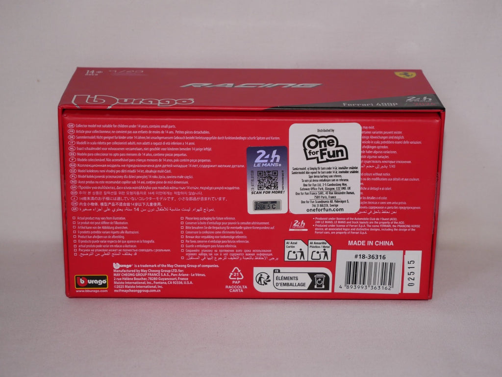 Burago 1:43 Ferrari Racing 499P Le Mans Hypercar 2024 AF Corse No.50 - #18-36316