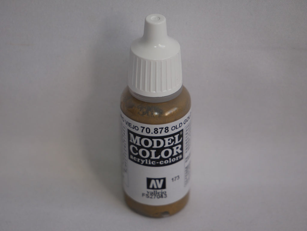 Vallejo Model Color Old Gold Metallic Acrylic 17ml/0.57 fl oz Dropper - 70.878