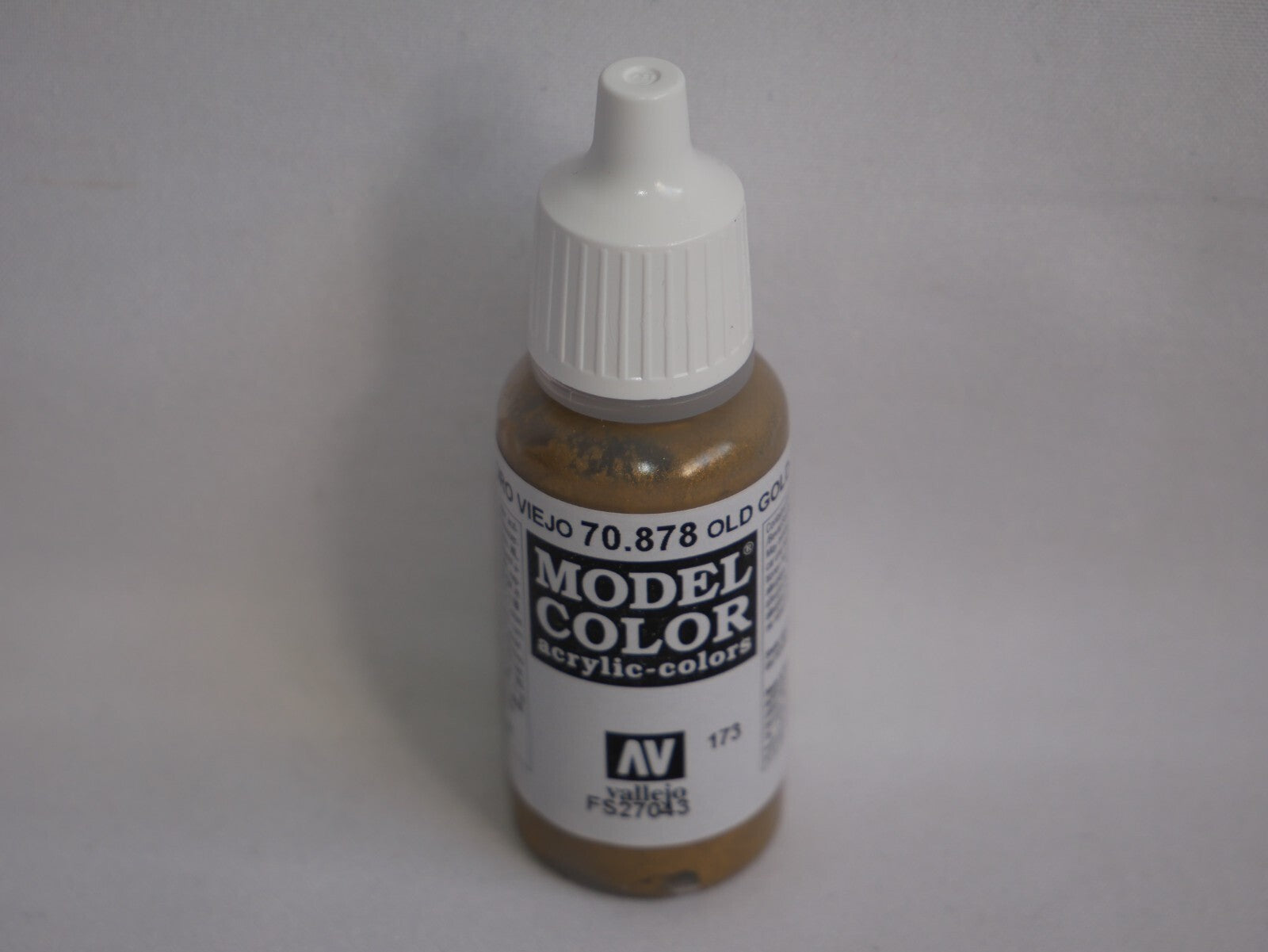 Vallejo Model Color Old Gold Metallic Acrylic 17ml/0.57 fl oz Dropper - 70.878