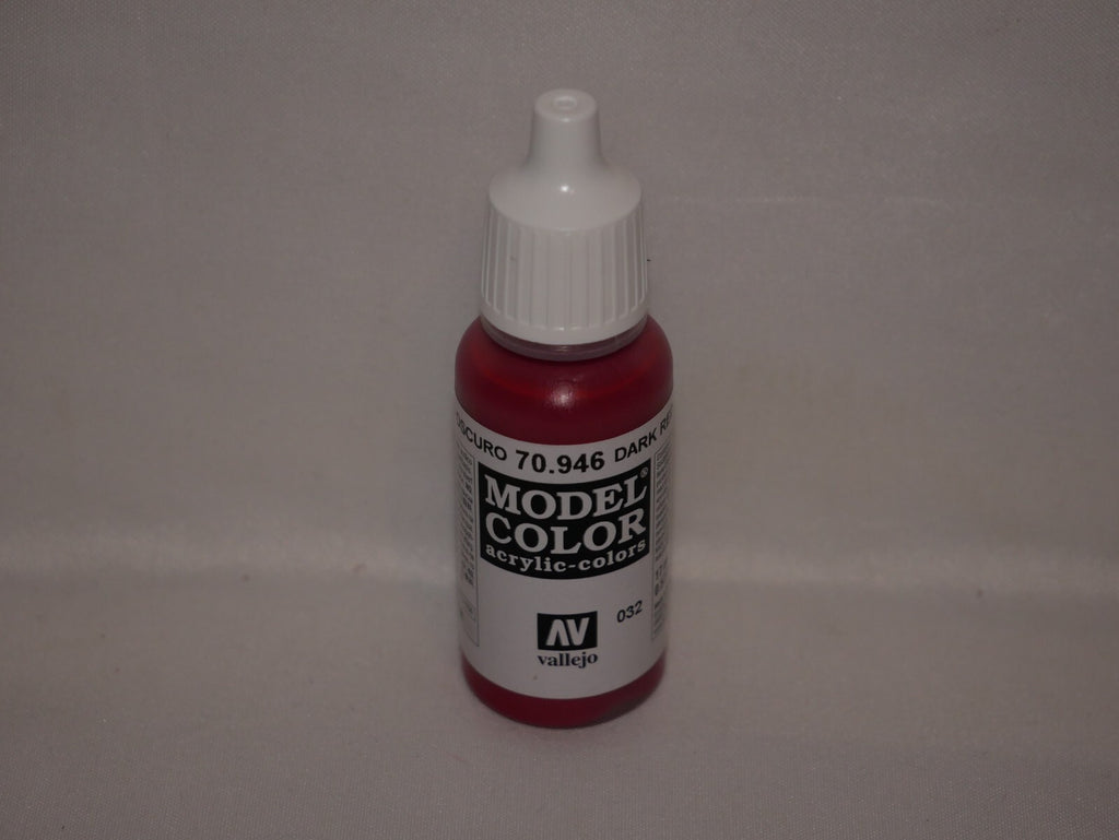 Vallejo Model Color Dark Red Acrylic 17ml/0.57 fl oz Dropper Bottle 70.946