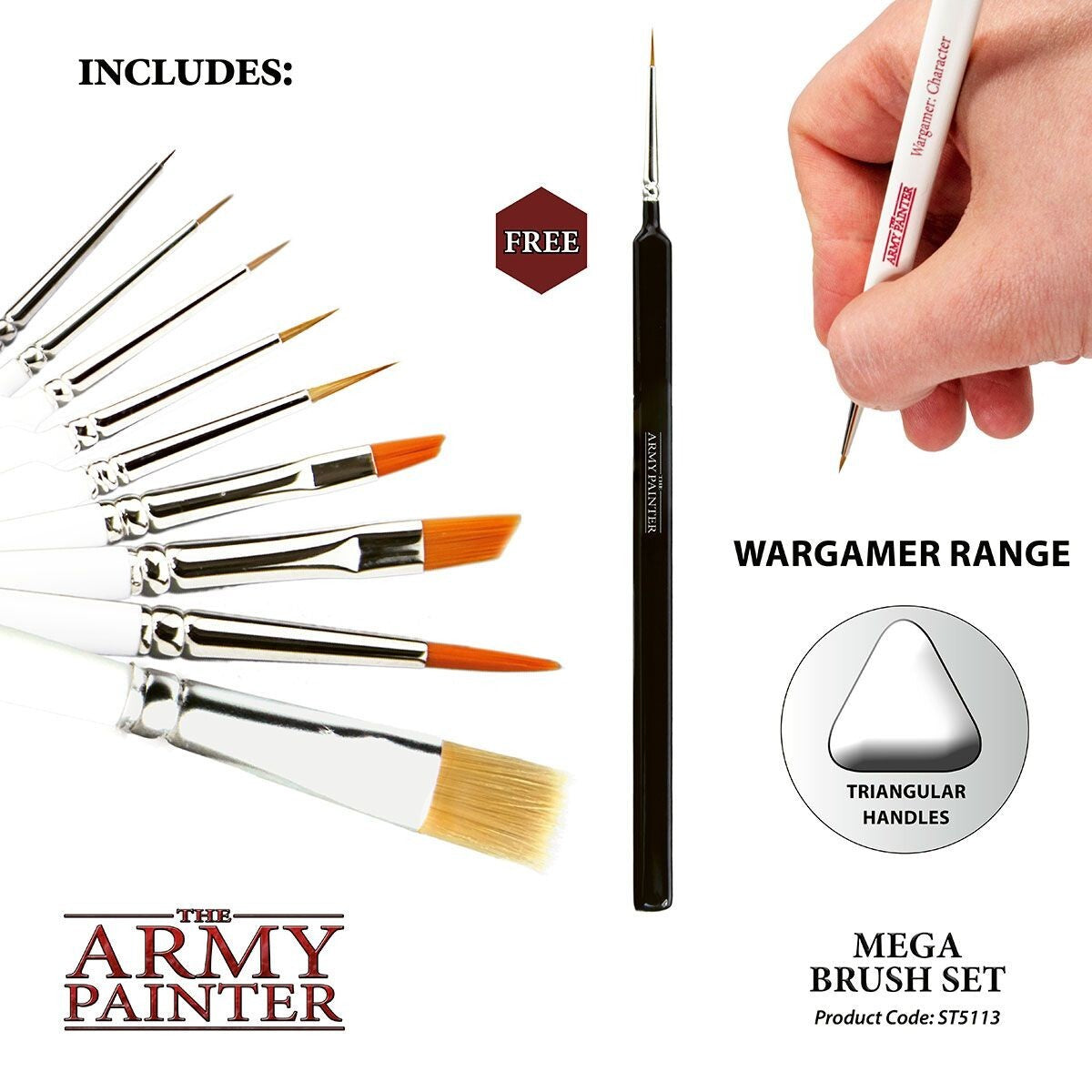 The Army Painter Miniature Wargames Mega Paint Brush Set (10 Burshes) - ST5113