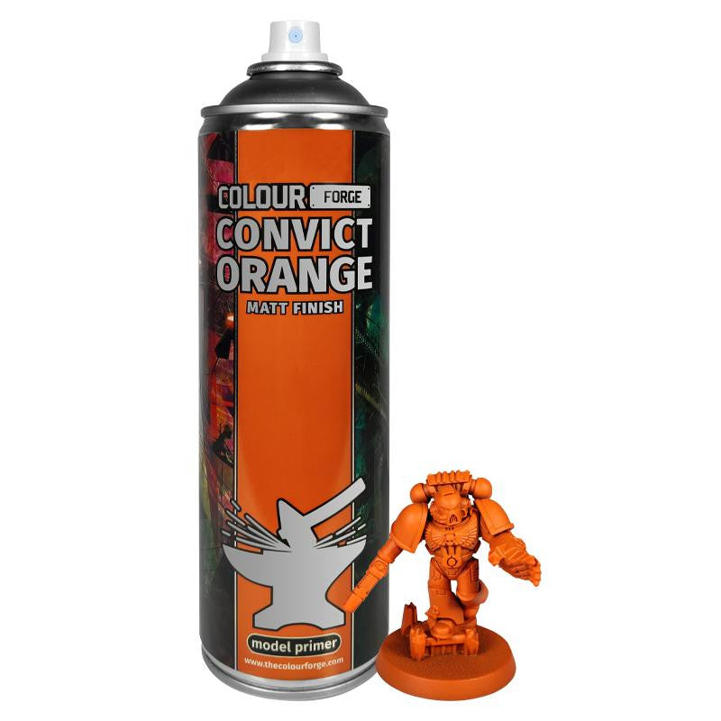 The Colour Forge Convict Orange Matt Finish Model Primer 500ml Aerosol Spray Can