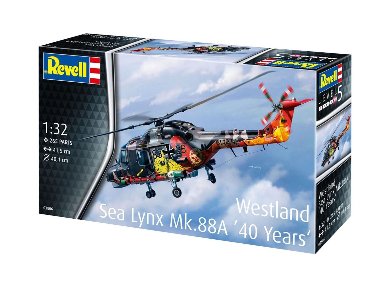 Revell 1:32 Westland Sea Lynx MK.88A Helicopter '40 Years' Skill Level 5 - 03806