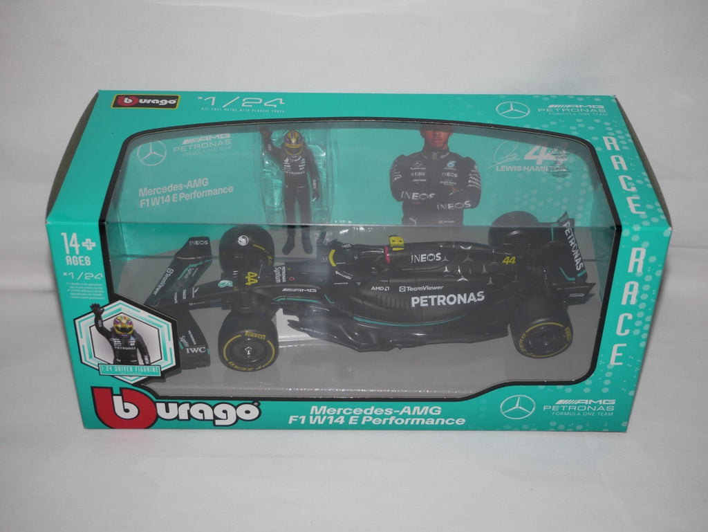 Burago 1:24 Mercedes-AMG Petronas F1 W14 With No.44 Hamilton Figure - #18-28037H
