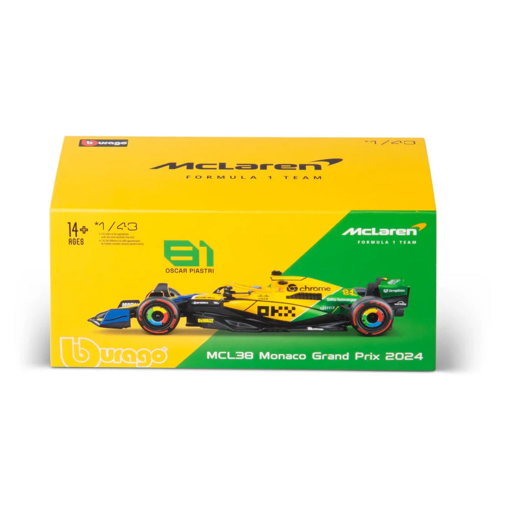 Burago 1:43 McLaren MCL38 Monaco Grand Prix 2024 No.81 Oscar Piastri #18-38215PS