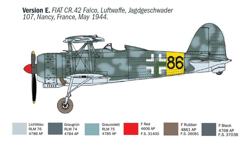 Italeri 1:72 Scale FIAT CR.42 CN Falco Night Fighter Plane Skill Level 2 - 1485