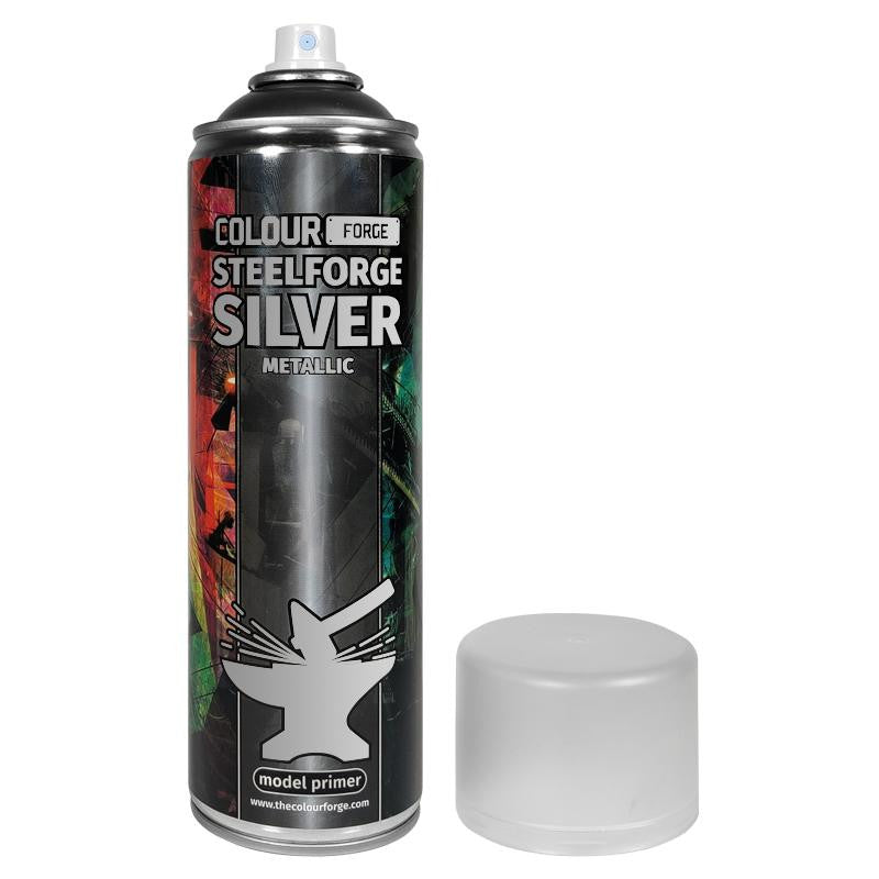 The Colour Forge Steelforge Silver Metallic Model Primer 500ml Aerosol Spray Can
