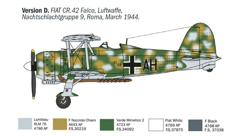 Italeri 1:72 Scale FIAT CR.42 CN Falco Night Fighter Plane Skill Level 2 - 1485