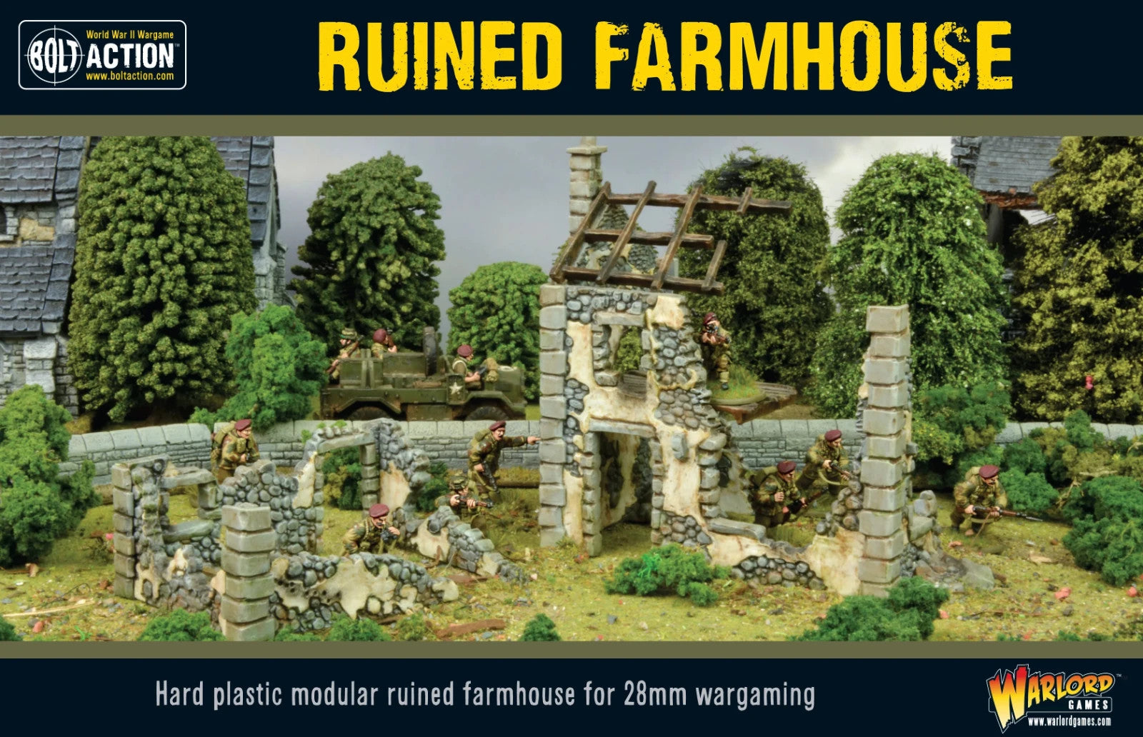 Warlord Games Bolt Action 1:56 Hard Plastic Modular Ruined Farmhouse - 802010004