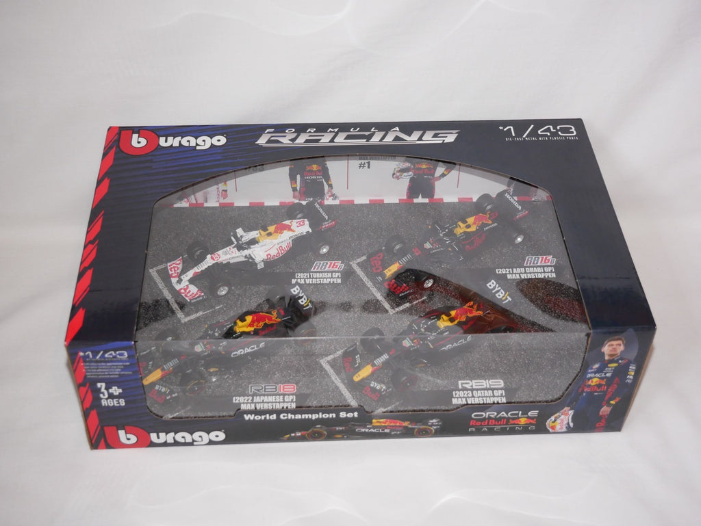 Burago 1:43 Oracle Redbull Racing Max Verstappen Champion 4 Car Set - #18-38092