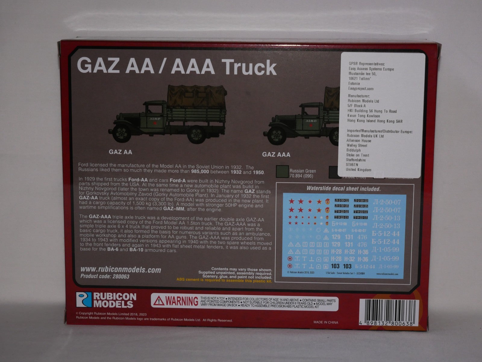 Rubicon Models 1:56 (28mm) Scale WWII Soviet GAZ-AA / GAZ-AAA Truck - 280063