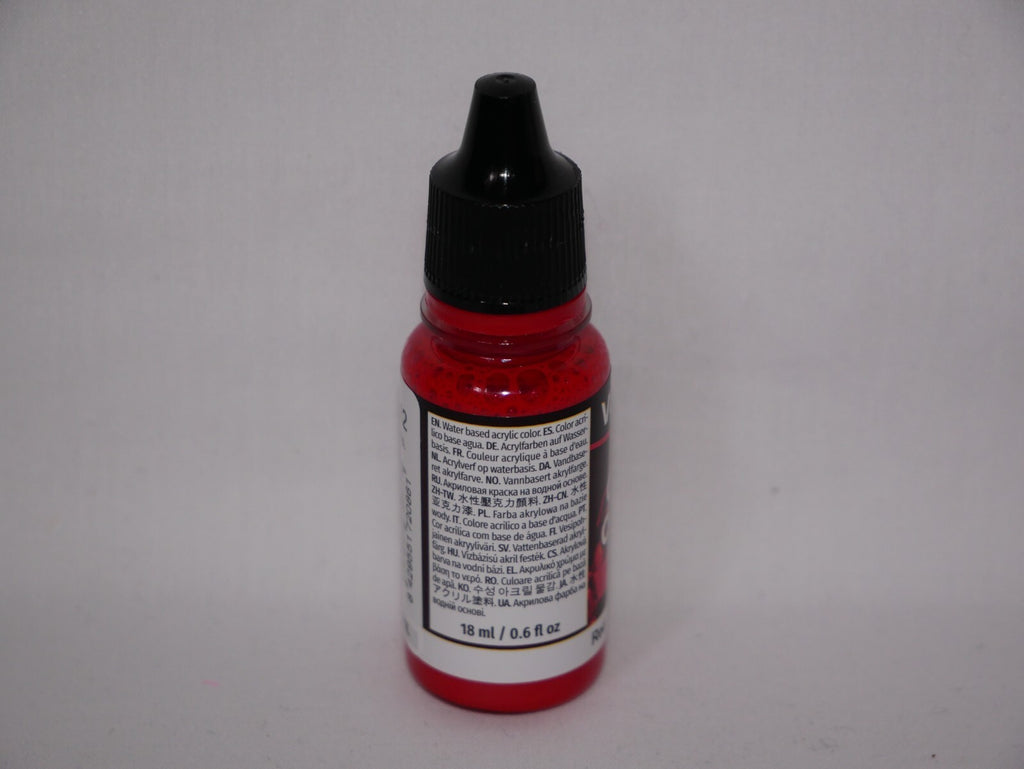 Vallejo Game Color Acrylic Inks Range Red 18ml/0.6 fl oz Dropper Bottle - 72.086