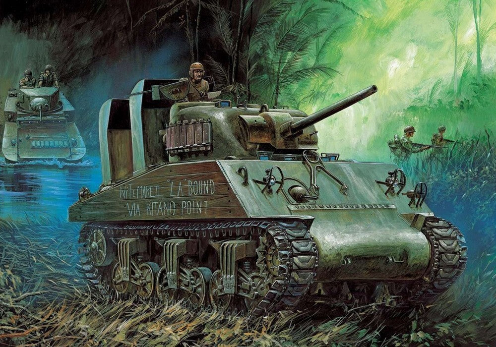 Academy 1:35 USMC M4A2 Sherman (75mm) 'Pacific Theater' Skill Level 4 - 13562