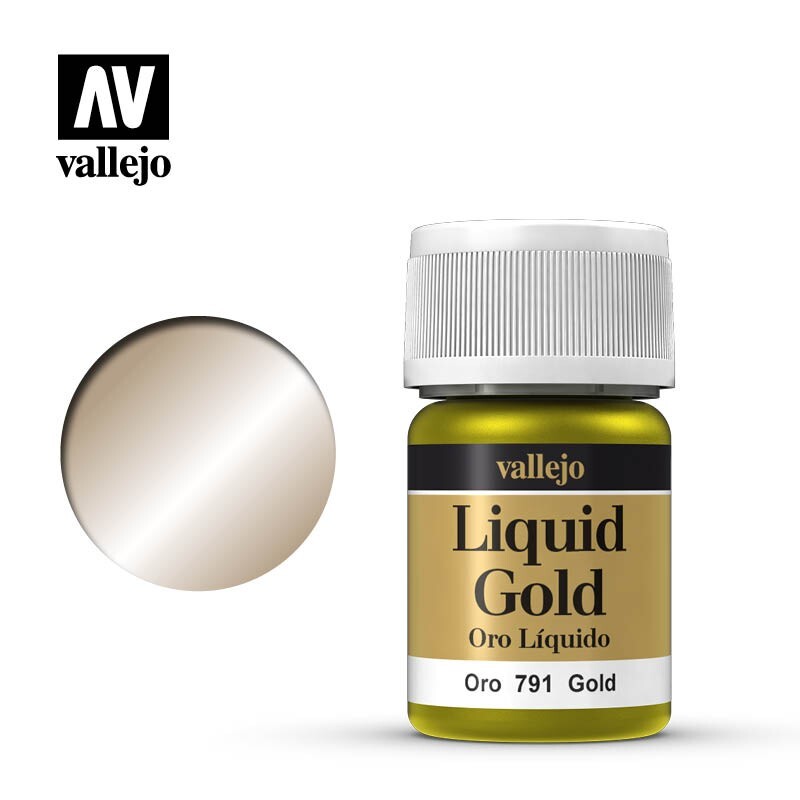 Vallejo Liquid Metal Gold Metallic Alcohol Based 35ml / 1.15 fl oz Pot - 70.791