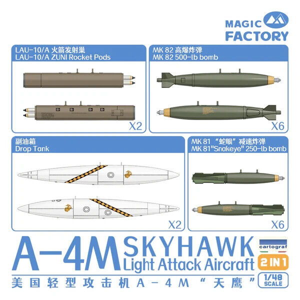 Magic Factory 1:48 Scale A-4M Skyhawk Light Attack Aircraft (2-1) Model Kit 5002