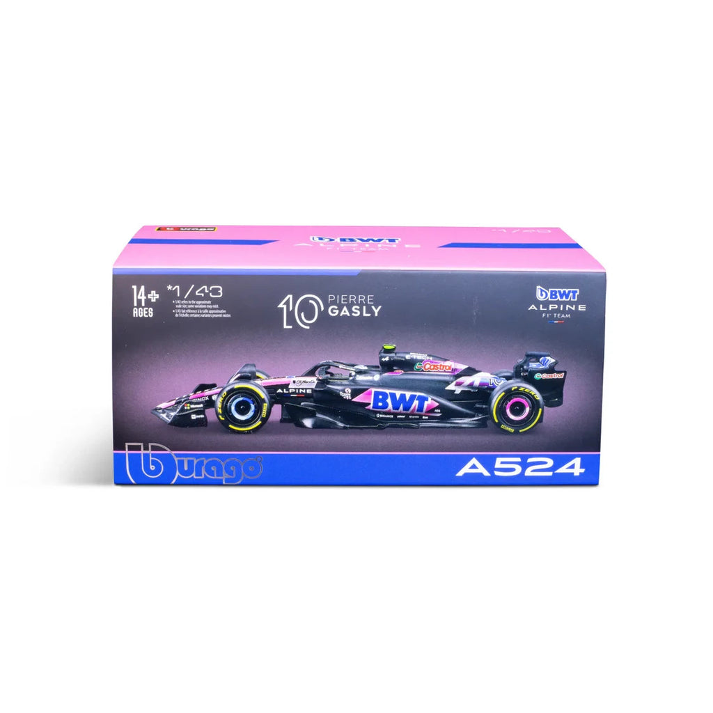 Burago 1:43 Scale BWT Alpine F1 Team A524 2024 No.10 Pierre Gasly - #18-38220G