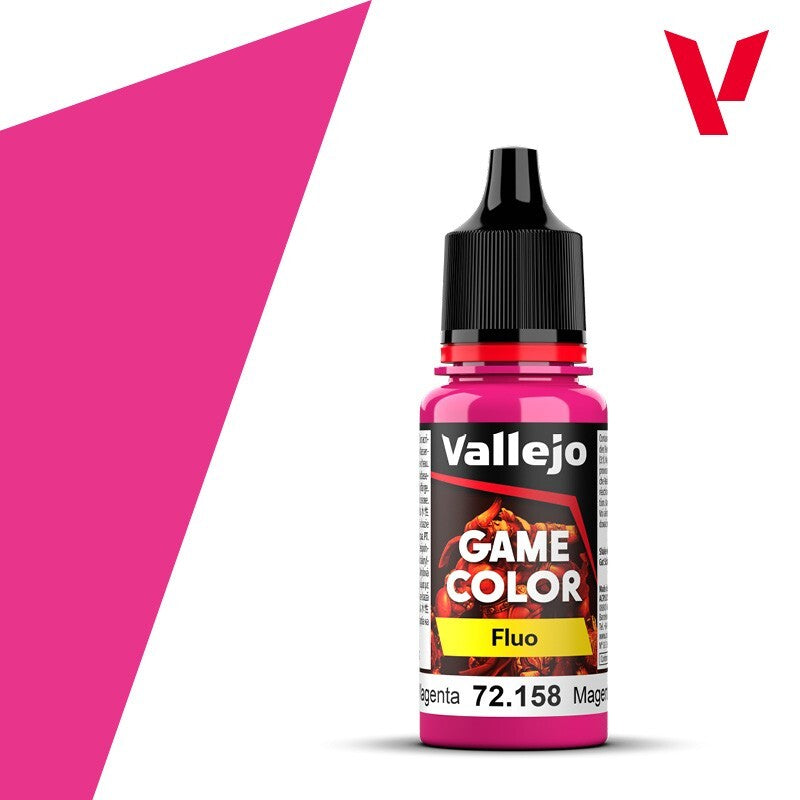 Vallejo Game Color Acrylic Range Fluorescent Magenta 18ml Dropper Bottle 72.158