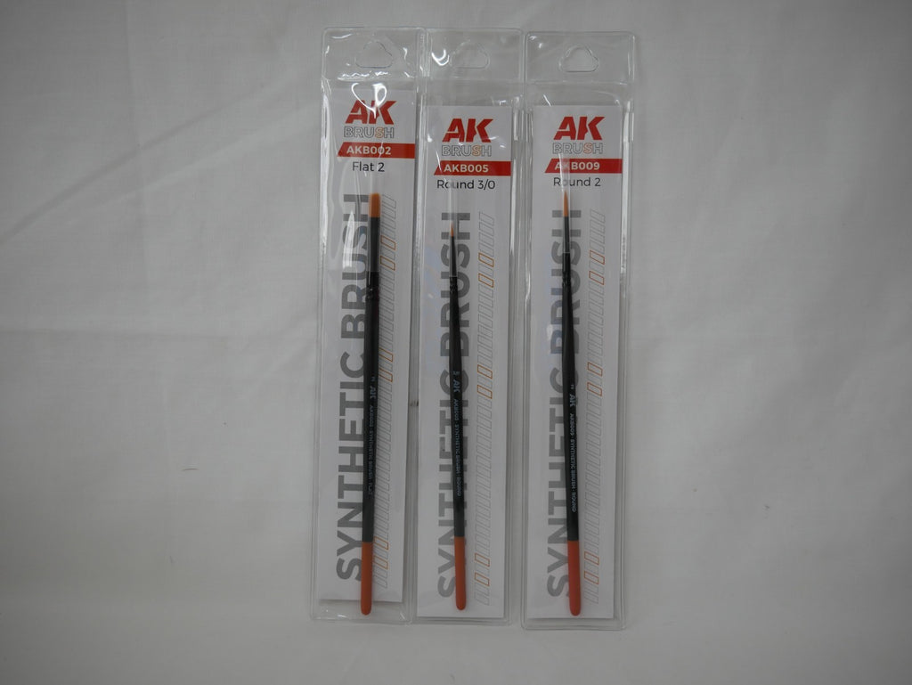 AK Interactive Basic Synthetic Hair 3 Piece Miniature Painting Brush Set - AKB104