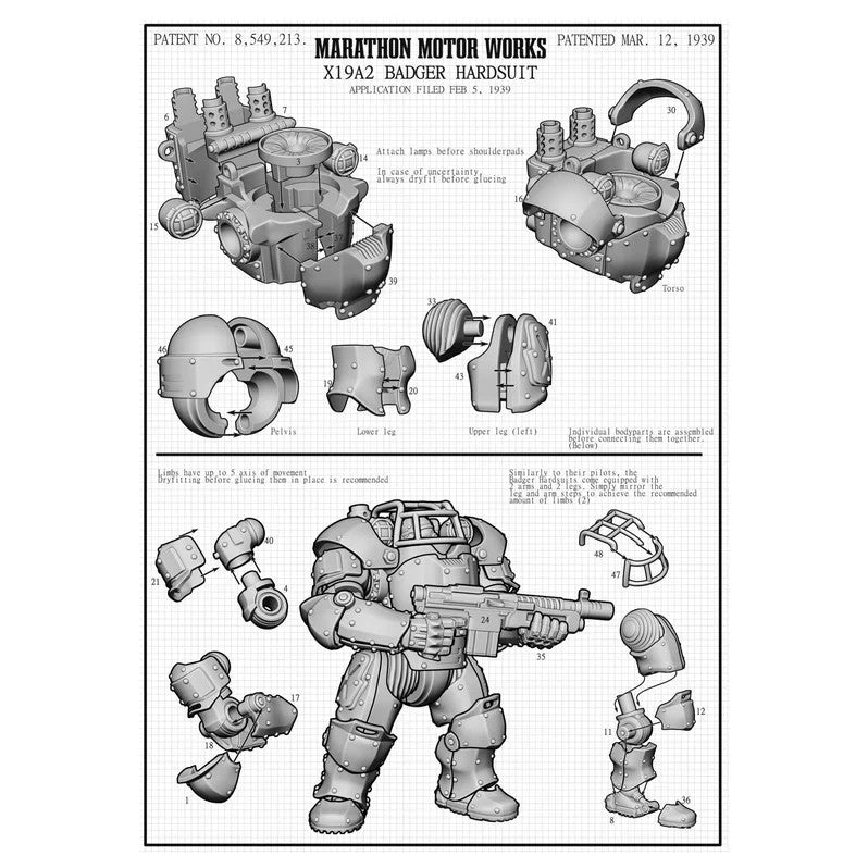Wargames Atlantic Marcher Empires At War USA X19A2 Badger Hardsuits - MUSA003P