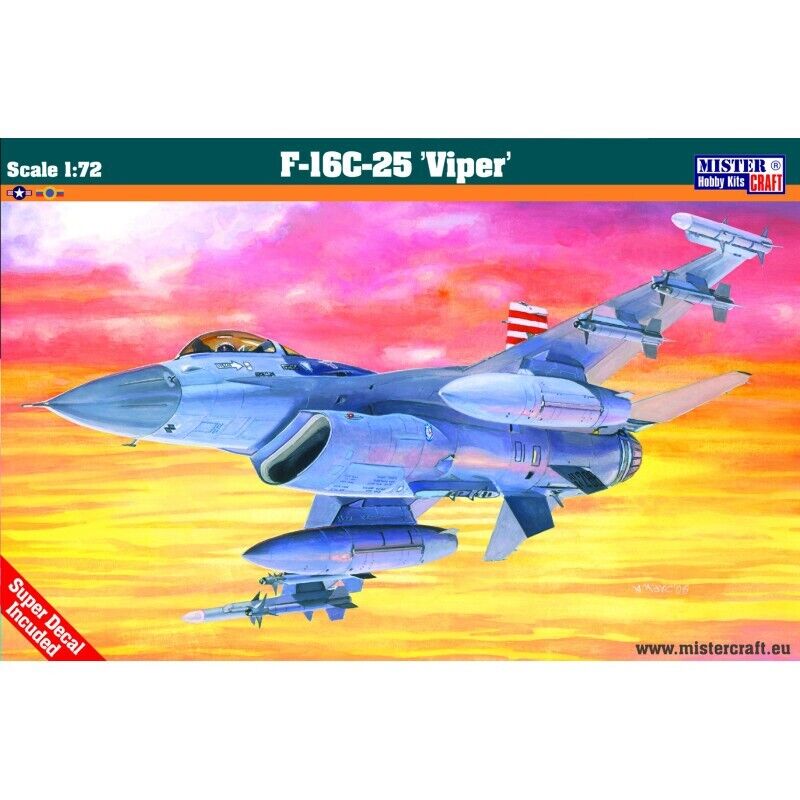 MisterCraft Hobby Kits 1:72 Scale (D-64) F-16C-25 'Viper' Fighter Jet - 040642