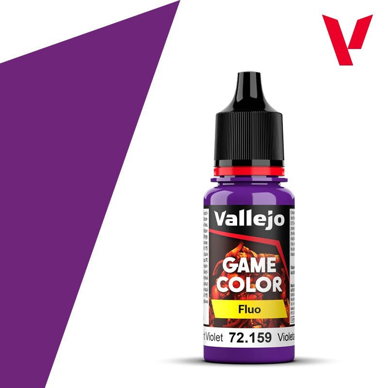 Vallejo Game Color Acrylic Range Fluorescent Violet 18ml Dropper Bottle - 72.159