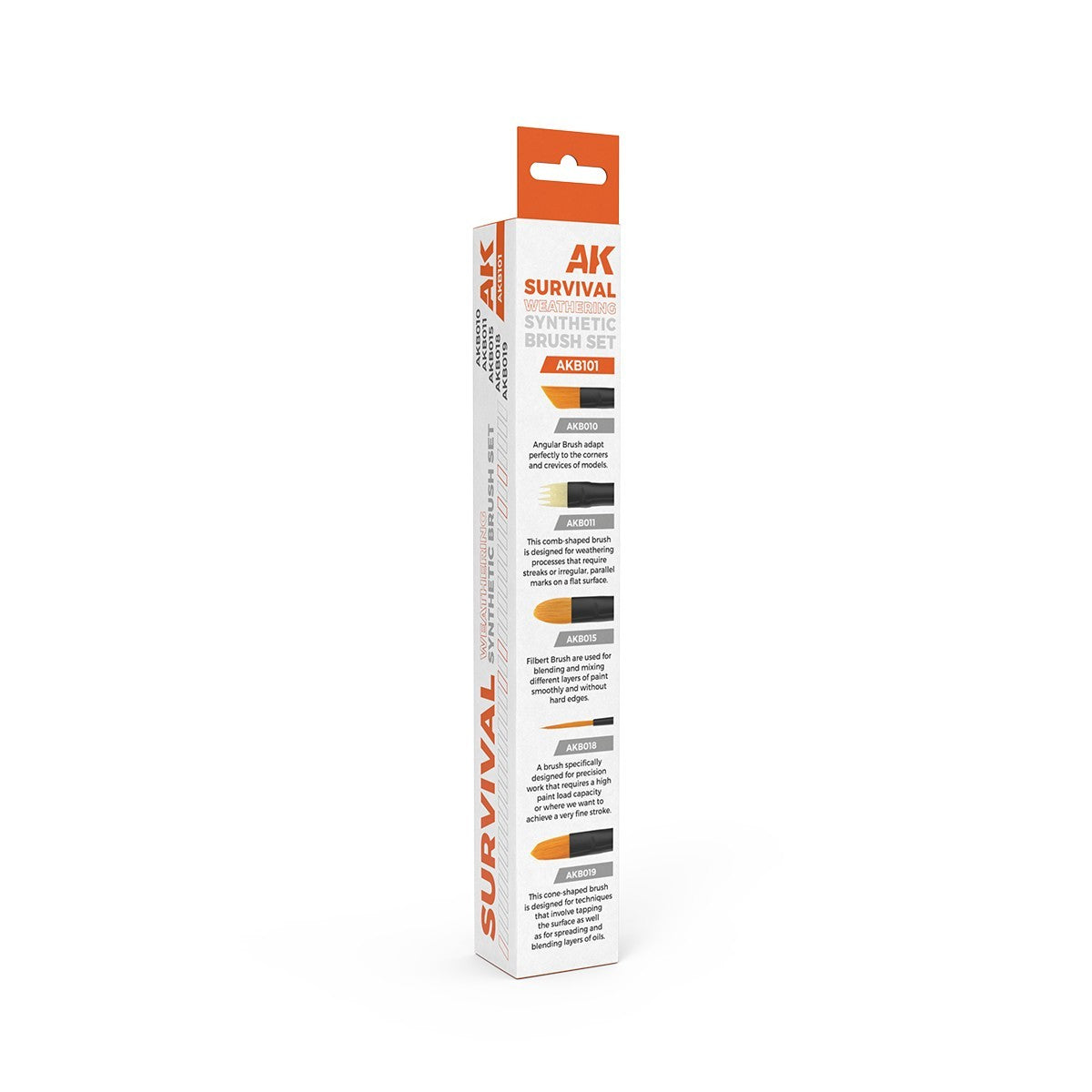 AK Interactive Survival Weathering Synthetic Hair 5 Piece Hobby Brush Set - AKB101