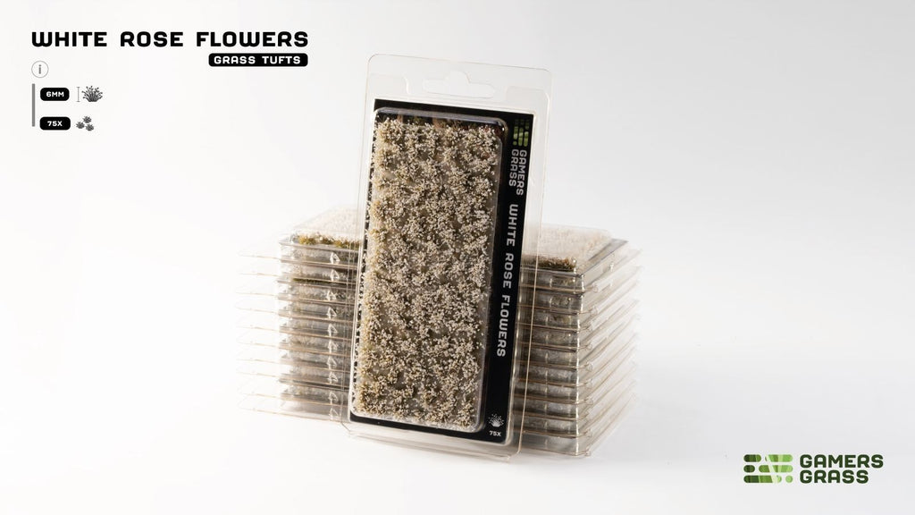 Gamers Grass White Rose Flowers Grass Tufts For Model Bases 75x Per Pack GGFS-WR