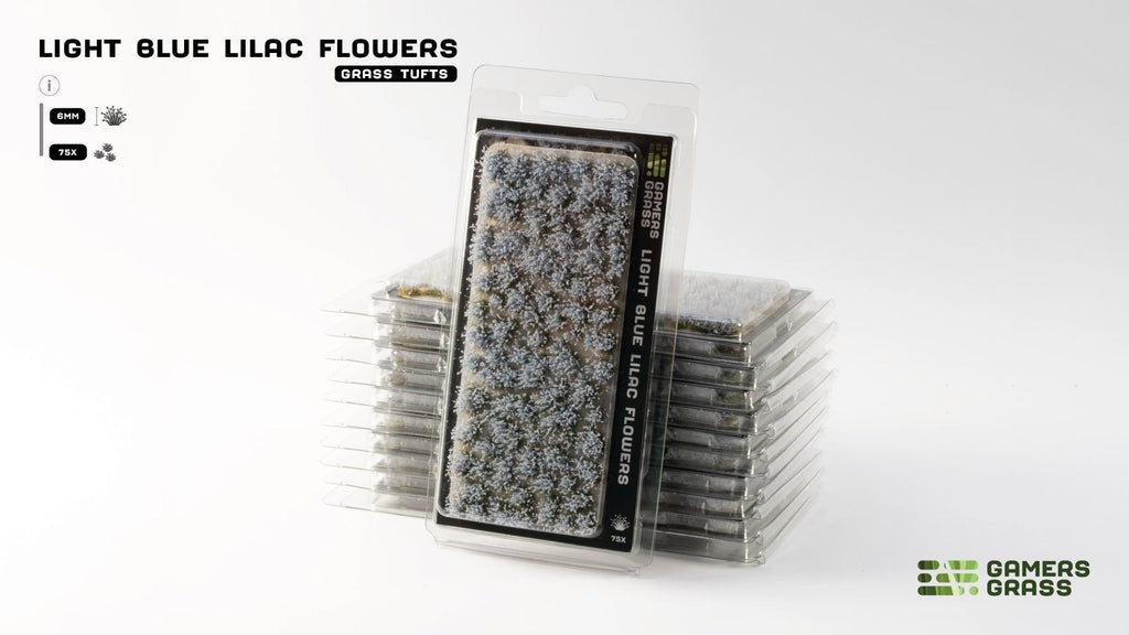 Gamers Grass Light Blue Lilac Flowers Grass Tufts For Bases 75 Per Pack GGFS-LBL