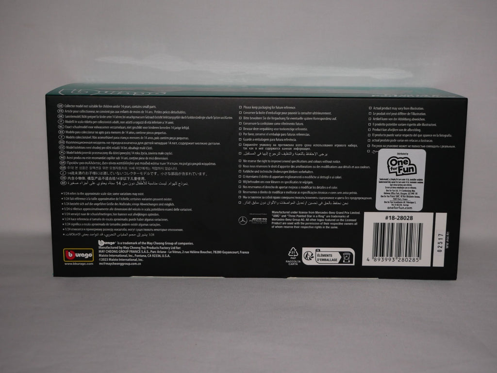 Burago 1:24 Scale Mercedes-AMG Petronas F1 2023 W14 No.43 Hamiliton - #18-28028H