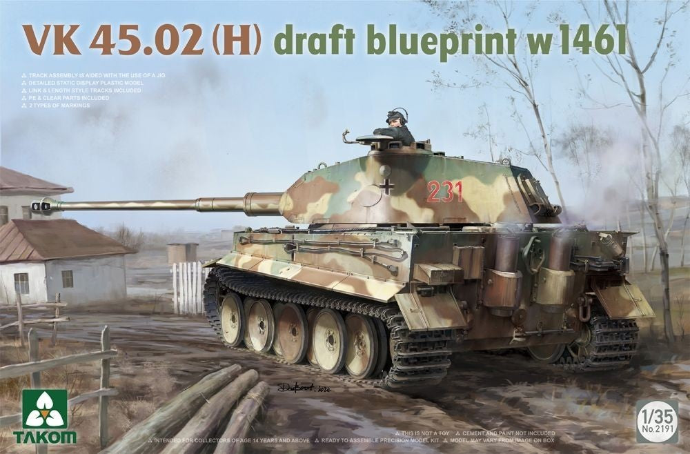 Takom 1:35 Scale WWII German Army VK 45.02 (H) "Draft Blueprint w1461" - 2191