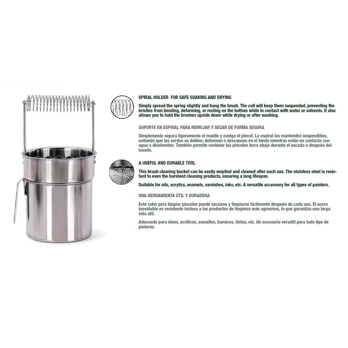 AK Interactive Stainless Steel Model Painting Paint Brush Cleaning Bucket - AK9569