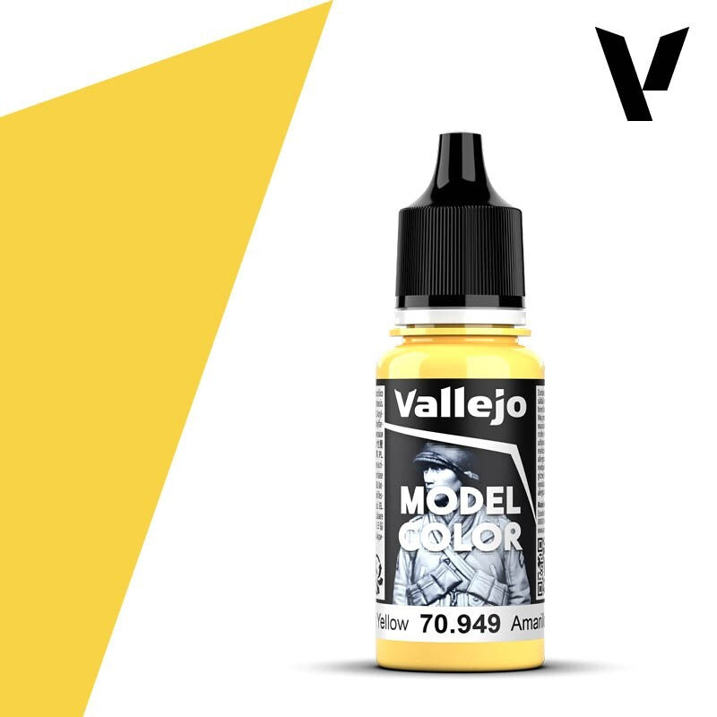 Vallejo Model Color Light Yellow Acrylic 18ml/0.60 fl oz Dropper Bottle - 70.949