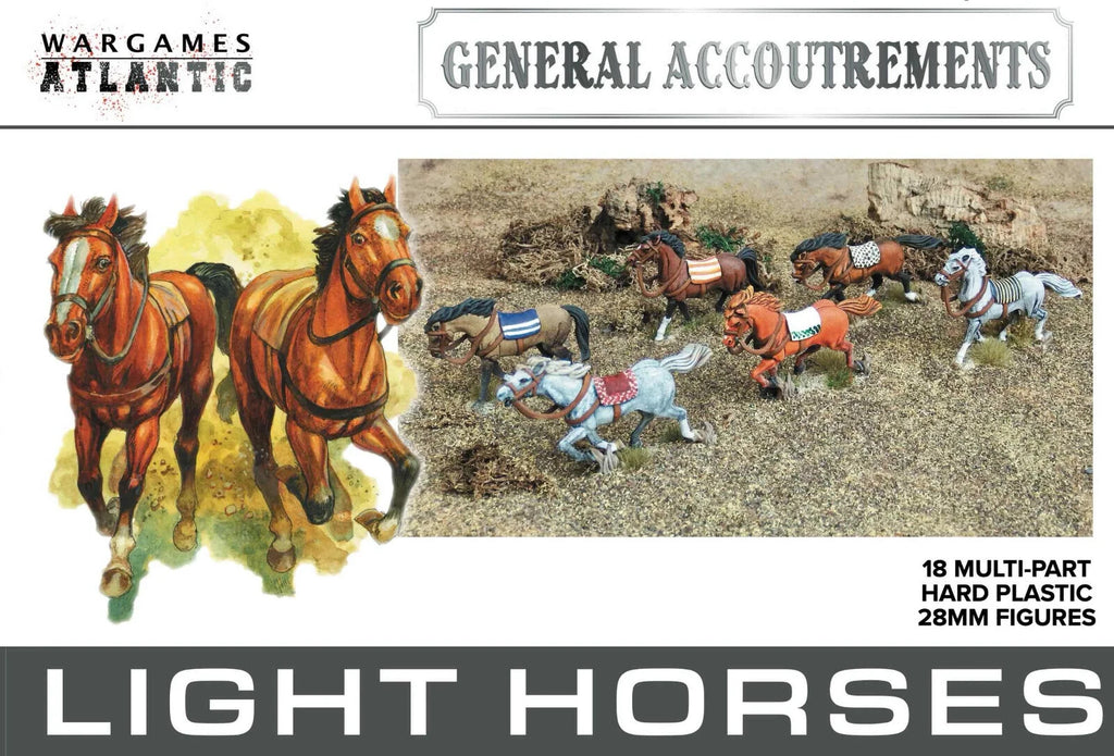 Wargames Atlantic General Accoutrements 28mm Hard Plastic Light Horses WAAGA005