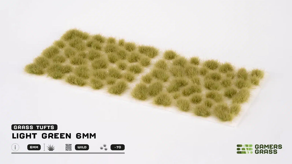 Gamers Grass Light Green 6mm Tufts For Wargaming Mini Bases 70 Per Pack GG6-LG