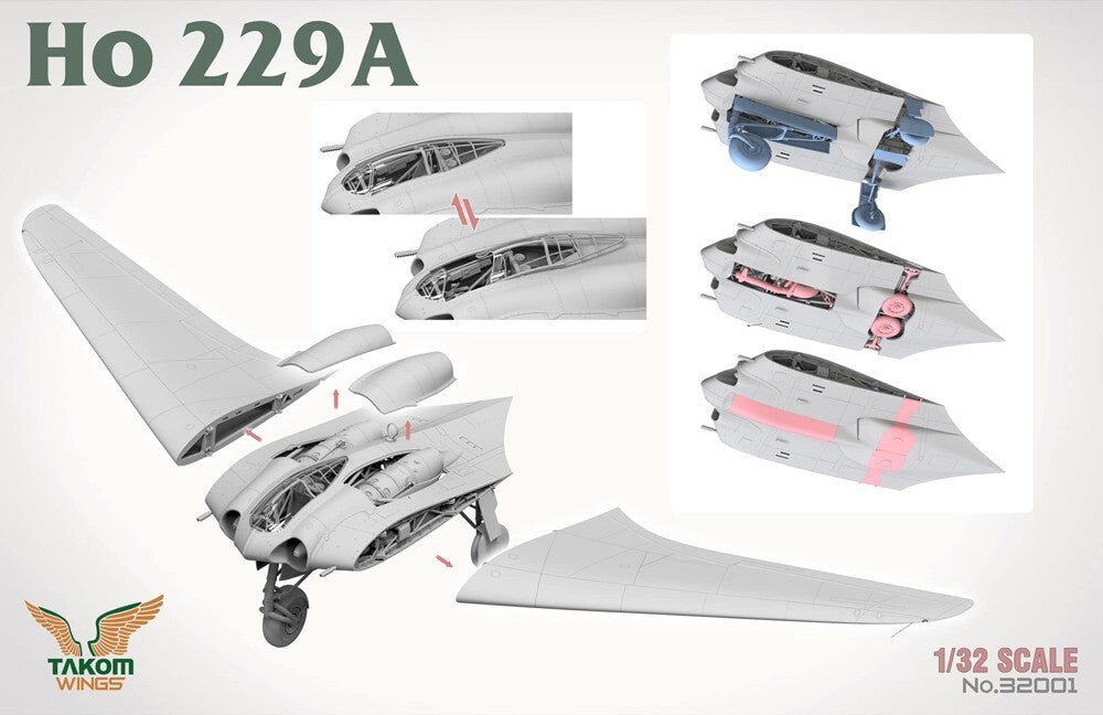 Takom Wings 1:32 Scale German Air Force Horten Ho 229A Flying Wing Bomber 32001