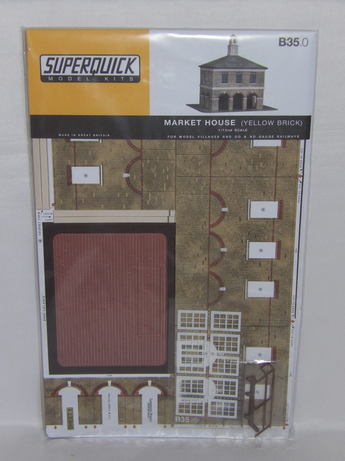Superquick Model Kits 1:76 Scale Yellow Brick Market House For "HO/OO" - SQB35