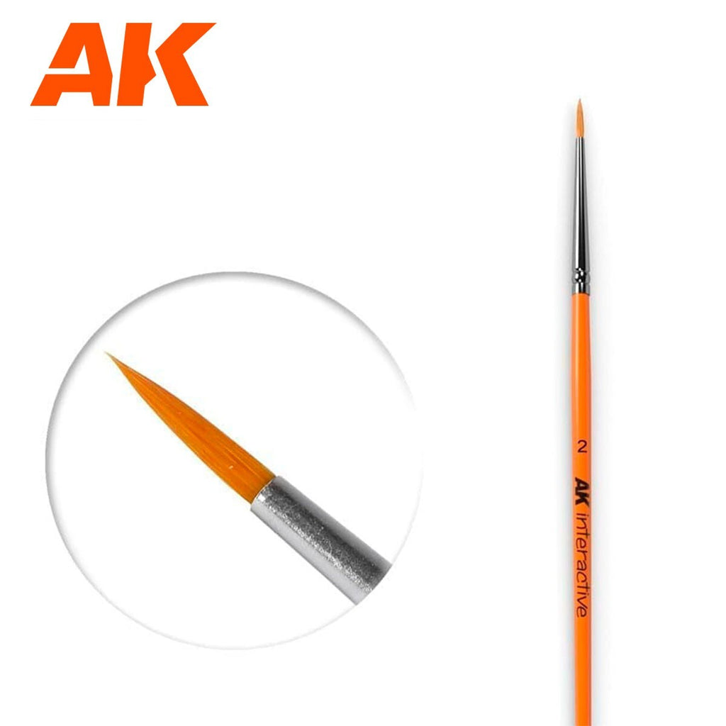 AK Interactive Size 2 Round Synthetic Hair Modeling Paint Brushes - AK604