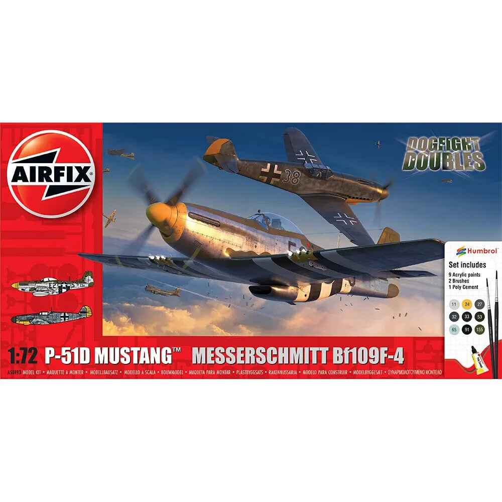 Airfix 1:72 Scale Dogfight Doubles P-51 Mustang Vs Messerschmitt Bf109F-4 A50193