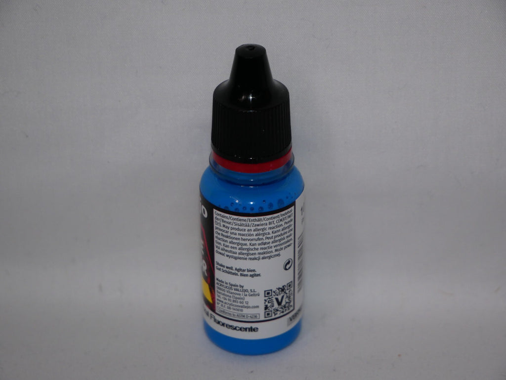 Vallejo Game Color Acrylic Range Fluorescent Blue 18ml Dropper Bottle - 72.160